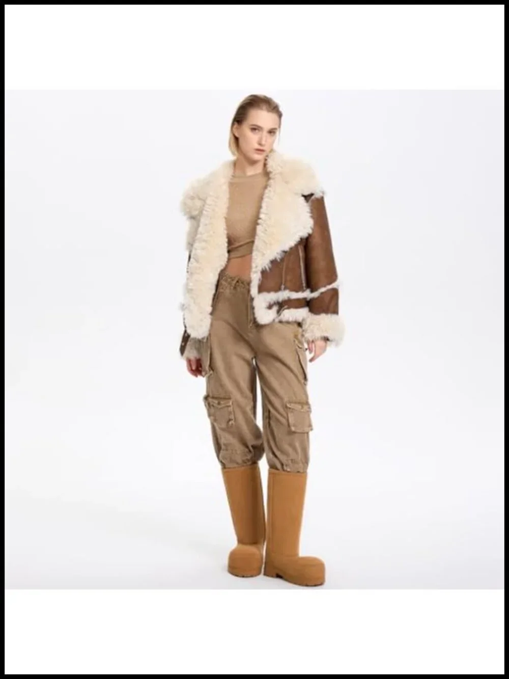 Faux Suede Platform Snow Boots Knee High Chunky Heel Fur Lined Winter Boots